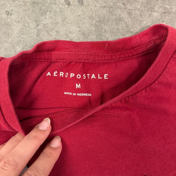 Vintage Y2k Aeropostale Spellout Red Casual Graphic Short Sleeve Tee Medium - Picture 3 of 5